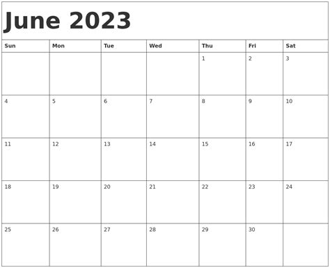 Calendar Template June 2023